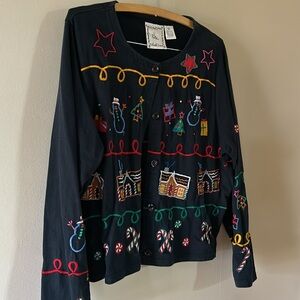 Michael Simon lite Christmas cardigan dark navy/black size XL